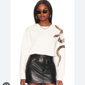 ALLSAINTS Tempest Separo Sweater in Off White Snake Sequin Small
